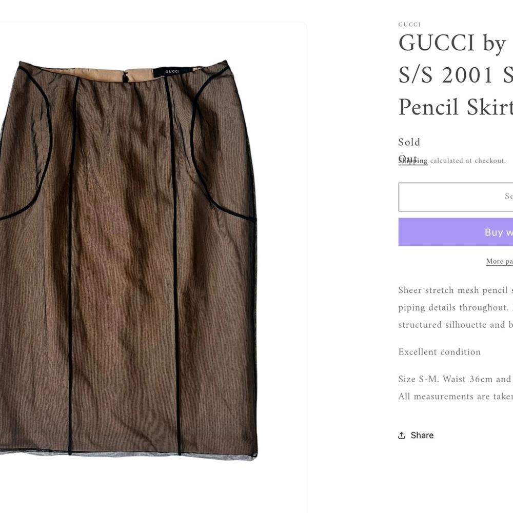 Gucci Sheer Black and Tan Pencil Skirt